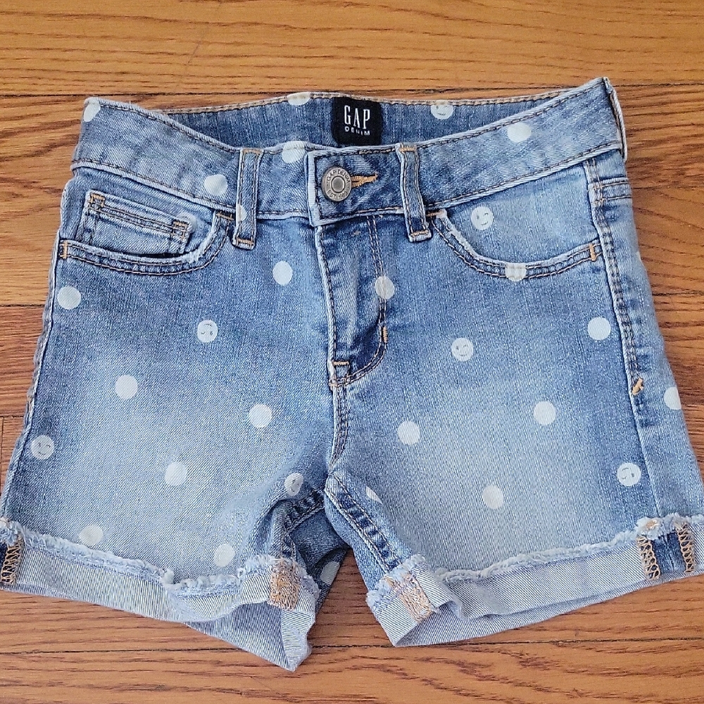GAP Girl's Light Blue Polka Dot Jean Shorts Size 7